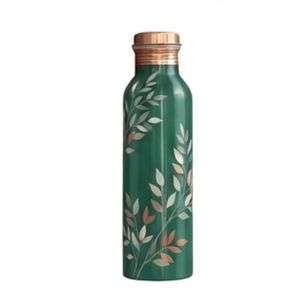 Custom <b>Botanical</b> <b>Print</b> Copper Water Bottle Leak-Proof Eco Custom Printed Green Copper Water Bottle Elegant Floral Design - Product Image 3