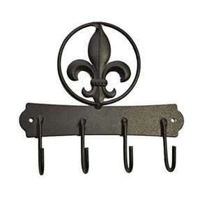 Decorative <b>Wall</b> Mounted Cast Iron <b>Key</b> Holder Rack Vintage Geometric Shape <b>Hooks</b> & Rails Brown Finished - Product Image 6