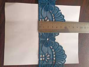 Dentelle ajourée en polyester bleu sarcelle à motif floral festonné, vente en gros, pour robes de cérémonie, OEM ODM personnalisé - Product Image 2