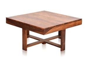 Table basse en bois massif artisanale |   Table basse en bois gain de place avec 4 tabourets |   Ensemble de table basse 5 pièces - Product Image 3