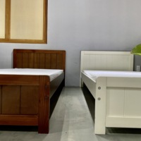 Meubles de chambre à coucher de style moderne, ensemble de lit en bois de pin massif avec sommier