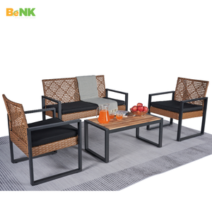 BeNK Best selling <b>wicker</b> set Outdoor <b>furniture</b> set for <b>garden</b> patio 4pcs conversation set - Product Image 5