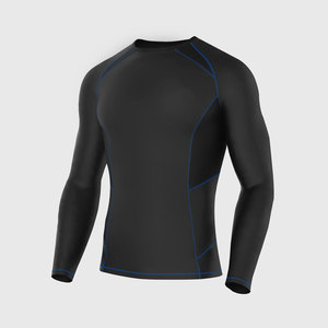 Men's <b>Black</b> Long Sleeve <b>Compression</b> <b>Shirt</b> Crew Neck Quick Dry Breathable Eco-Friendly Spandex Polyester Base Layer Full Sleeve - Product Image 2