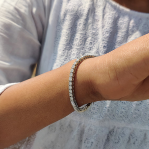 <b>Silver</b> Moissanite Tennis <b>Bracelet</b> Round Cut Diamond Look <b>Adjustable</b> Clasp Sparkling Elegant <b>Bracelet</b> Jewelry Gift Women Men - Product Image 6