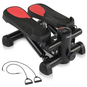 Stepper con motivo a foglie e coulisse, portatile, in materiale ABS, per esercizi a casa, nero e rosso - Product Image 1