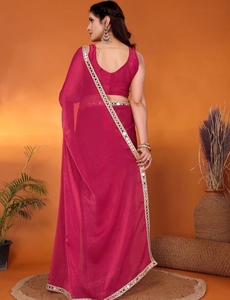 Sari Tradicional KV de Chifón con Adornos al Estilo Bollywood - Product Image 3