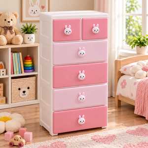 Meuble de Rangement Moderne en Plastique pour Enfants, Organisateur à Tiroirs Simples ou Multiples, Poignées Animaux de Dessin Animé, pour Chambre d'Enfant, Vêtements et Papeterie - Product Image 3