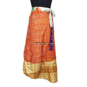 Faldas Vintage de Seda Sari, Faldas Mágicas Envolventes, Faldas Boho Maxi Reversibles, Falda Tubo Nueva, Moda Femenina, Talla Grande, Falda Envolvente Sexy, Estilo Indio - Product Image 1