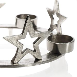 Support de bougie en aluminium argenté à 4 bras, résistant à la chaleur, décoration de Noël, candélabre en métal - Product Image 5