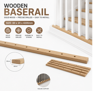 Corrimano <span class=keywords><strong>in</strong></span> <span class=keywords><strong>Legno</strong></span> da Parete 4200mm Pre-Forato per <span class=keywords><strong>Ringhiere</strong></span> Scale Design Rustico Componenti per Scale - Product Image 2