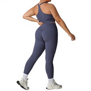 Pantalones de Trabajo de Alta Elasticidad, Antiarrugas, con Cordón Ajustable, Múltiples Bolsillos, Largos, de Spandex/Poliéster, Conjunto de 2 Piezas, para Yoga - Product Image 3