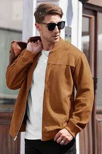 Blouson aviateur international de qualité supérieure pour homme en faux daim, mi-lourd, décontracté, entièrement zippé - Product Image 5