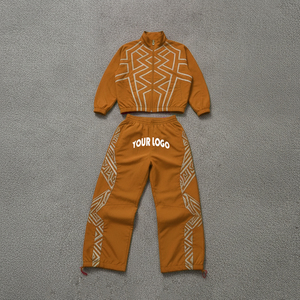 Ensemble de jogging deux pièces en nylon imprimé pour homme, nouvelle mode automne, coupe oversize, coupe-vent réfléchissant, haute qualité, vente en gros - Product Image 4