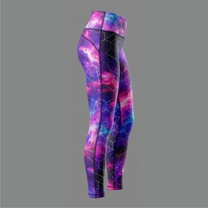 Leggings pour femmes à taille haute, imprimé galaxie, longueur intégrale, extensibles, tricotés, respirants, style sportif, toutes saisons, spandex, polyester - Product Image 4