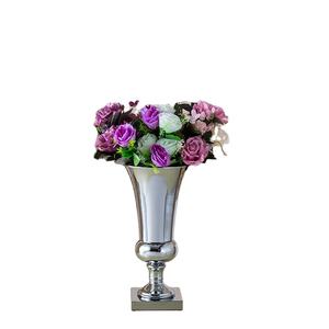 Aluminium Silver Polished <b>Trumpet</b> Vases for Event Party Wedding Tabletop Decorative Shiny Metallic Flower Vase - Product Image 2