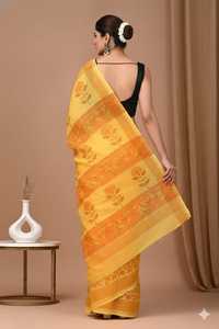 Sari en soie Chanderi ethnique avec un design de bordure élégant - Product Image 4