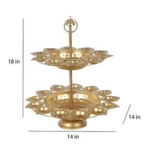 Soporte de 2 niveles personalizado para Urli Deepak, artículo decorativo para Puja, de latón duradero para el hogar, para uso en interiores en Diwali, cuenco flotante para flores en agua. - Product Image 5