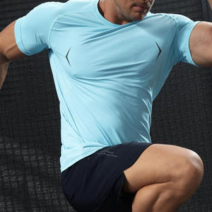 Vêtements de sport pour hommes, vêtements de sport athlétiques, logo personnalisé, t-shirt de sport imprimé pour hommes, haut de gym, fitness, manches courtes - Product Image 1