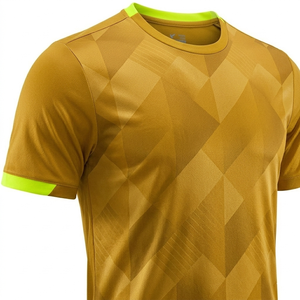 Conjunto de Camiseta de Fútbol Personalizada para Hombre, Estampado Geométrico Amarillo, Manga Corta, Poliéster que Absorbe la Humedad, Uniforme para Adultos, Todas las Temporadas - Product Image 4