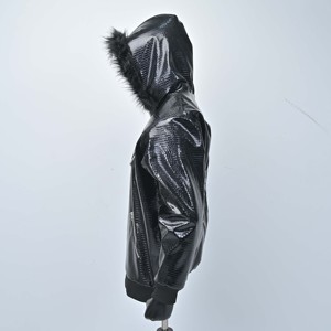 Veste matelassée unisexe d'hiver de haute qualité, en cuir véritable, à capuche, coupe-vent, légère, élégante, tendance, de luxe, vente en gros - Product Image 2