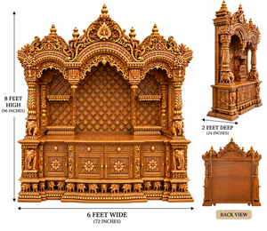 Premium Handcrafted Teak Wood Pooja Mandir for Luxury <b>Homes</b> <b>Buy</b> Traditional South Indian Style Wooden <b>Temple</b> For Luxury <b>Homes</b> UK - Product Image 5