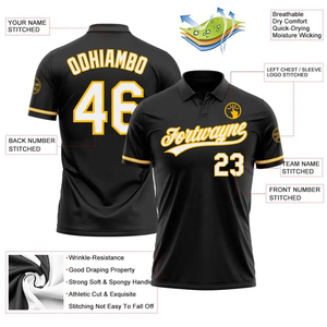 Camisetas de Golf Personalizadas de Secado Rápido para Adultos, Negras, Sublimadas, con Nombre y Número, Impresión Roja y Blanca, Diseño de Logotipo Personalizado, Camiseta de Golf Lisa - Product Image 2