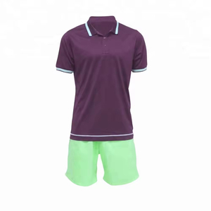 Men's Gray Striped Polo Shirt With Black Shorts Set Breathable 100% Polyester Adult Leisurewear - Product Image 3