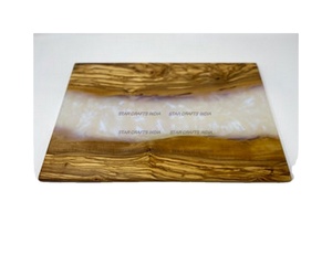 Juego de posavasos de té de resina más Popular de 4 piezas de madera Natural y resina mejor posavasos para decoración de mesa de restaurante de Hotel en casa - Product Image 2