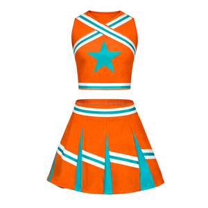 Conjunto de Uniforme de Porristas de Alto Rendimiento con Paneles de Malla Transpirable, Tela Antipilling y Degradado de Color con Pedrería - Product Image 6