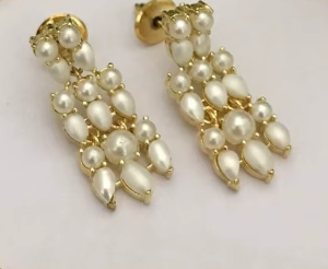Conjunto de Collar y Aretes de Perlas Reales con Baño de Oro de Alta Calidad y Circonitas Cúbicas, para Bodas, Colección Moderna para Mujer - Product Image 2