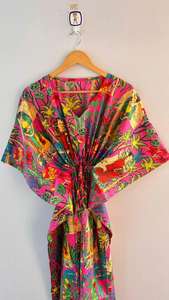 ชุดเดรสผ้าฝ้ายลายดอกไม้ทรงคาฟตัน ไซส์พลัส สไตล์โบโฮ - Product Image 2