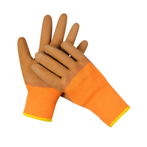 Safety <b>Gloves</b> Full Grain Textured Anti-Slip <b>Knit</b> Wrist General Purpose Work <b>Gloves</b> Orange Yellow Trim - Product Image 1