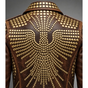 Chaqueta de Cuero para Hombre, Estilo Motero, Color Bronceado, con Ribete Rojo y Estilo Vintage Desgastado, Calidad Premium, Elegante, Duradera, Cómoda, con Cierre - Product Image 5