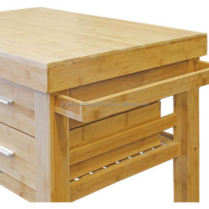 Chariot de cuisine et de bar en bois de manguier de qualité supérieure avec tiroirs et roulettes, îlot roulant, chariot de bar domestique, meuble de rangement moderne pour la maison et l'hôtel - Product Image 6