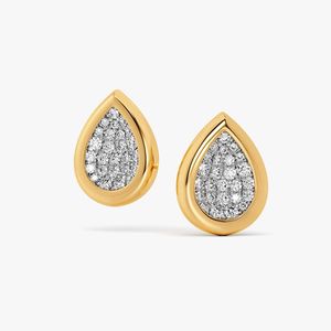 Pendientes de Oro Amarillo de 14K con Diamantes Cultivados en Laboratorio, Corte Brillante Redondo, Diseño de Racimo, de Lujo - Product Image 1