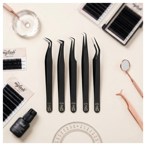 Pinzas para Extensión de Pestañas con Punta de Fibra a 90 Grados, Pinzas de Acero Inoxidable para Mega Volumen, Herramientas para Técnicos de Pestañas - Product Image 1