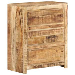 Mobiletto con cassetti in legno massello di mango naturale di medie dimensioni per soggiorno - Product Image 1