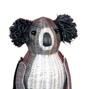 Bolso de Hombro de Mimbre Tejido a Mano con Forma de Koala, Bolso Cruzado Novedoso Gris con Diseño de Animal para Mujer - Product Image 2