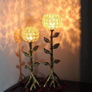 Elegant Gold Crystal Leaf Candle <b>Holder</b> Decorative <b>Tealight</b> Stand for Home Table Decor - Product Image 2