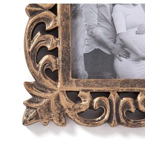 Wooden Hand Carved Rectangular Photo <b>Frame</b> 5x7 Inch Antique Golden Picture <b>Frame</b> for <b>Wall</b> and Tabletop Display - Product Image 5