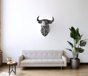 Escultura de Cabeza de Alce de Aluminio de Diseño Moderno para Montar en la Pared, Figura Decorativa para Sala de Estar - Product Image 4