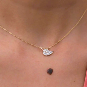 Women's 14K Yellow Gold Rhodium Plated Round Brilliant Cut Diamond Leaf Chain Necklace IGI Certified VS1 Clarity Wedding - Product Image 1