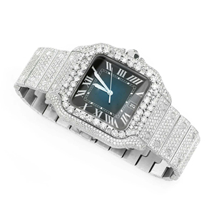Montre Moissanite Iced Out VVS Diamant Style Hip Hop Moderne Acier Inoxydable Quartz Bracelet 20mm Cadran en Verre - Product Image 3
