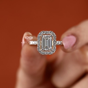 Anillo de Compromiso con Diamante Corte Esmeralda, Diseño Nuevo, Precio al por Mayor, Oro Sólido de 18K para Mujer, Diamante Natural Certificado por GIA, Estilo Clásico - Product Image 2