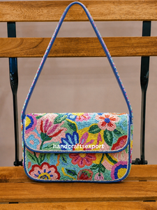 Bolso de Hombro para Mujer, Hecho a Mano, Bordado con Cuentas, de Satén, Duradero, Ligero y Ecológico |   Bolso de Moda Personalizado Hecho en India - Product Image 3