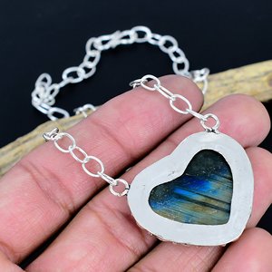 Pendentif en labradorite : Collier barre en argent sterling 925 fait main par un créateur - Product Image 3