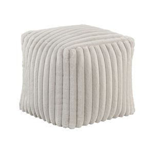 Pouf Moderno Quadrato in Tessuto Corduroy Bianco, Sgabello Poggiapiedi Antiscivolo, Poltrona Sacco Elegante 1 pz - Product Image 2