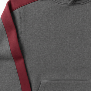 Sudadera Informal para Hombre, Color Gris, con Mangas Raglán Rojas, Sudadera Informal de Color Sólido, Felpa Francesa de Algodón, Corte Regular - Product Image 2