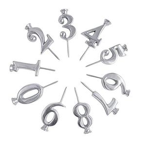 Velas de cumpleaños metálicas con números dorados o plateados, vela metálica numérica - Product Image 1