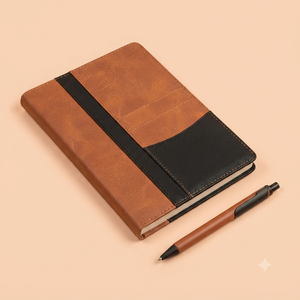 Carnet de notes A5 en cuir PU marron Aurelux, multicolore, de qualité supérieure, avec stylo, pour la planification au bureau, personnalisable avec logo, cadeau d'affaires exécutif, relié. - Product Image 4